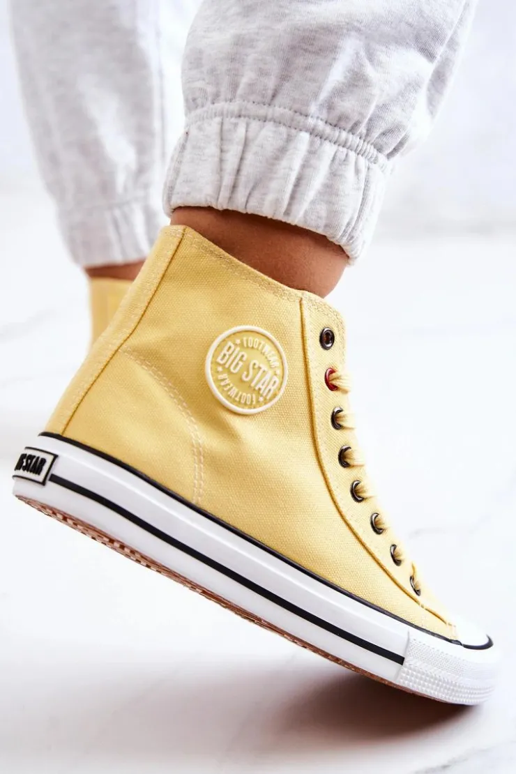 Big Star Shoes Trampki Damskie Big Star|Trampki Damskie Wysokie*Damskie Wysokie Trampki Big Star JJ274207 Żółte