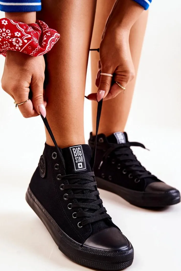 Big Star Shoes Trampki Damskie Big Star|Trampki Damskie Wysokie*Damskie Wysokie Trampki Big Star FF274A170 Czarne
