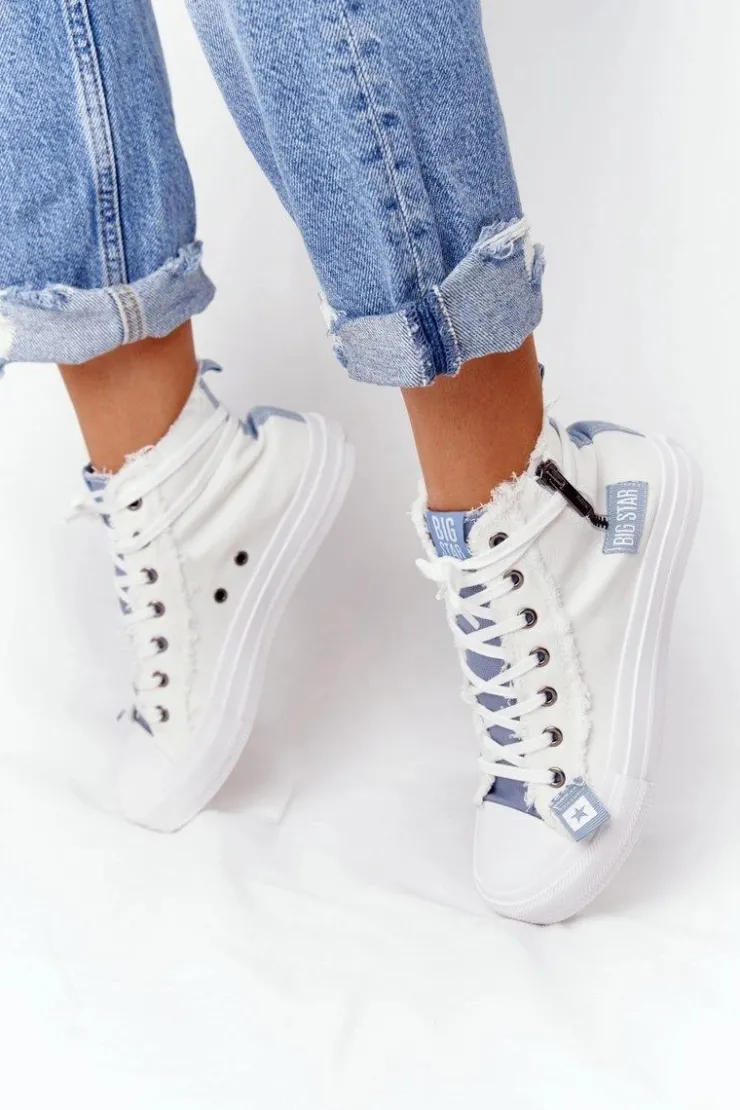 Damskie Big Star Shoes Damskie Wysokie Trampki Big Star HH274160 Białe