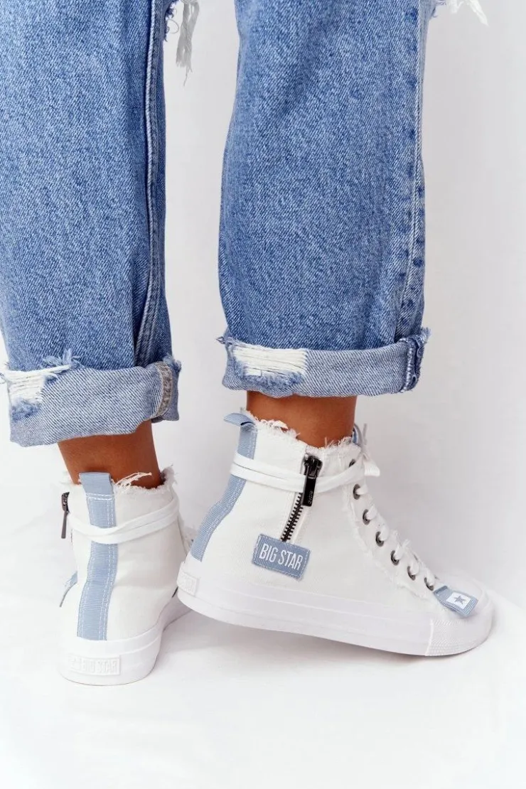 Damskie Big Star Shoes Damskie Wysokie Trampki Big Star HH274160 Białe
