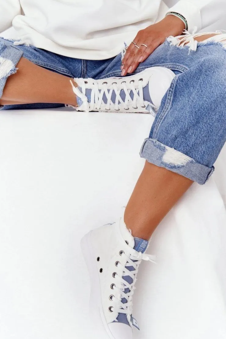 Damskie Big Star Shoes Damskie Wysokie Trampki Big Star HH274160 Białe