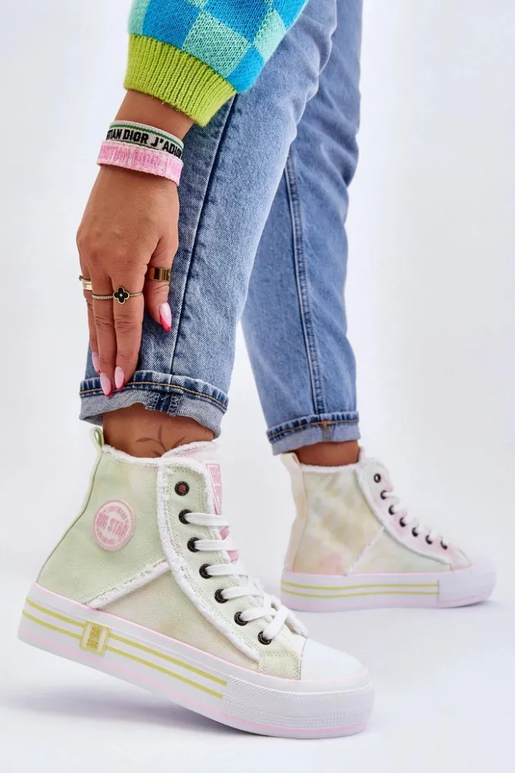 Sale Big Star Shoes Damskie Wysokie Trampki Big Star LL274177 Multikolor