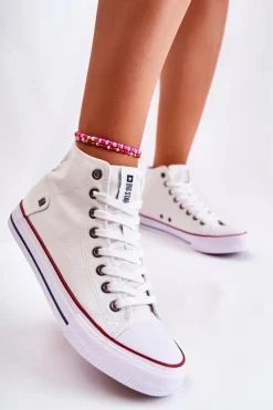 Big Star Shoes Trampki Damskie Big Star|Trampki Damskie Wysokie*Damskie Wysokie Trampki Big Star DD274332 Białe Biały
