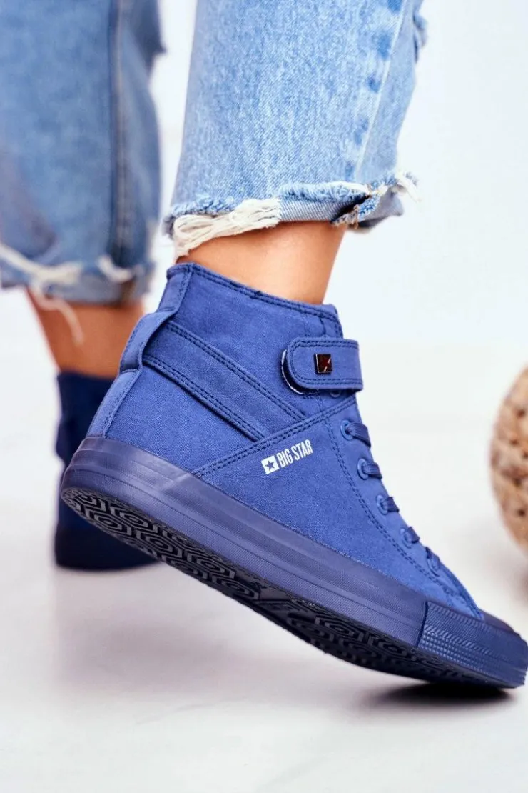 Damskie Big Star Shoes Damskie Wysokie Trampki Big Star FF274584 Niebieskie
