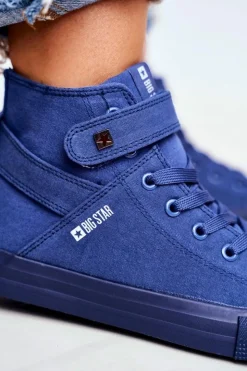 Damskie Big Star Shoes Damskie Wysokie Trampki Big Star FF274584 Niebieskie