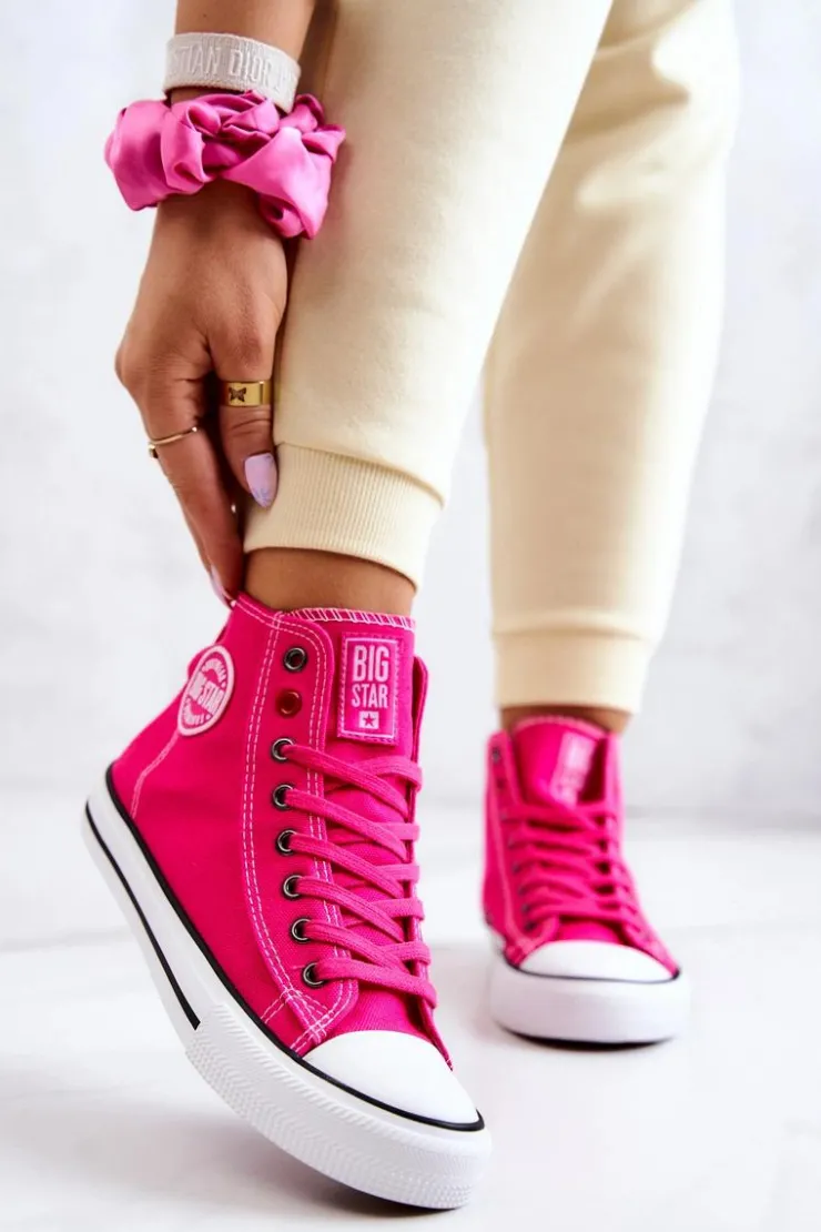 Big Star Shoes Trampki Damskie Big Star|Trampki Damskie Wysokie*Damskie Wysokie Trampki Big Star JJ274210 Fuksja