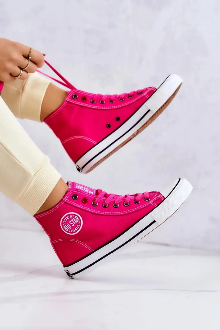 Big Star Shoes Trampki Damskie Big Star|Trampki Damskie Wysokie*Damskie Wysokie Trampki Big Star JJ274210 Fuksja