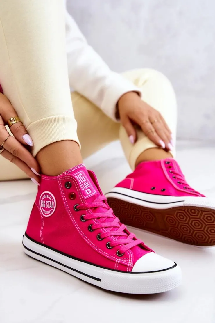 Big Star Shoes Trampki Damskie Big Star|Trampki Damskie Wysokie*Damskie Wysokie Trampki Big Star JJ274210 Fuksja