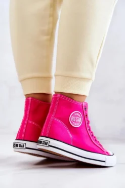 Big Star Shoes Trampki Damskie Big Star|Trampki Damskie Wysokie*Damskie Wysokie Trampki Big Star JJ274210 Fuksja