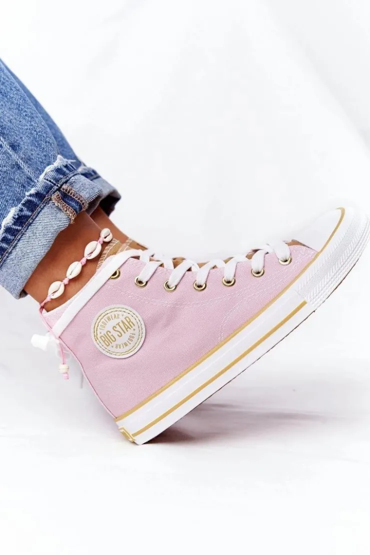 Discount Big Star Shoes Damskie Wysokie Trampki Big Star HH274447 Różowe