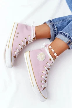 Discount Big Star Shoes Damskie Wysokie Trampki Big Star HH274447 Różowe