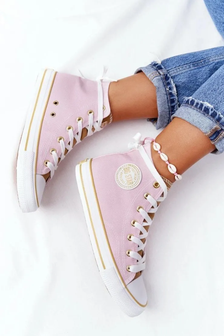 Discount Big Star Shoes Damskie Wysokie Trampki Big Star HH274447 Różowe