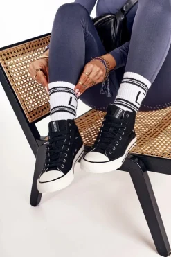 Big Star Shoes Trampki Damskie Big Star|Trampki Damskie Wysokie*Damskie Wysokie Trampki Big Star DD274330 Czarne Czarny