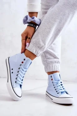 Damskie Big Star Shoes Damskie Wysokie Trampki Big Star JJ274209 Niebieskie