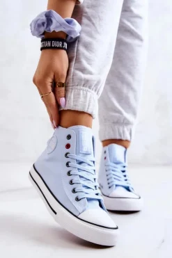 Damskie Big Star Shoes Damskie Wysokie Trampki Big Star JJ274209 Niebieskie