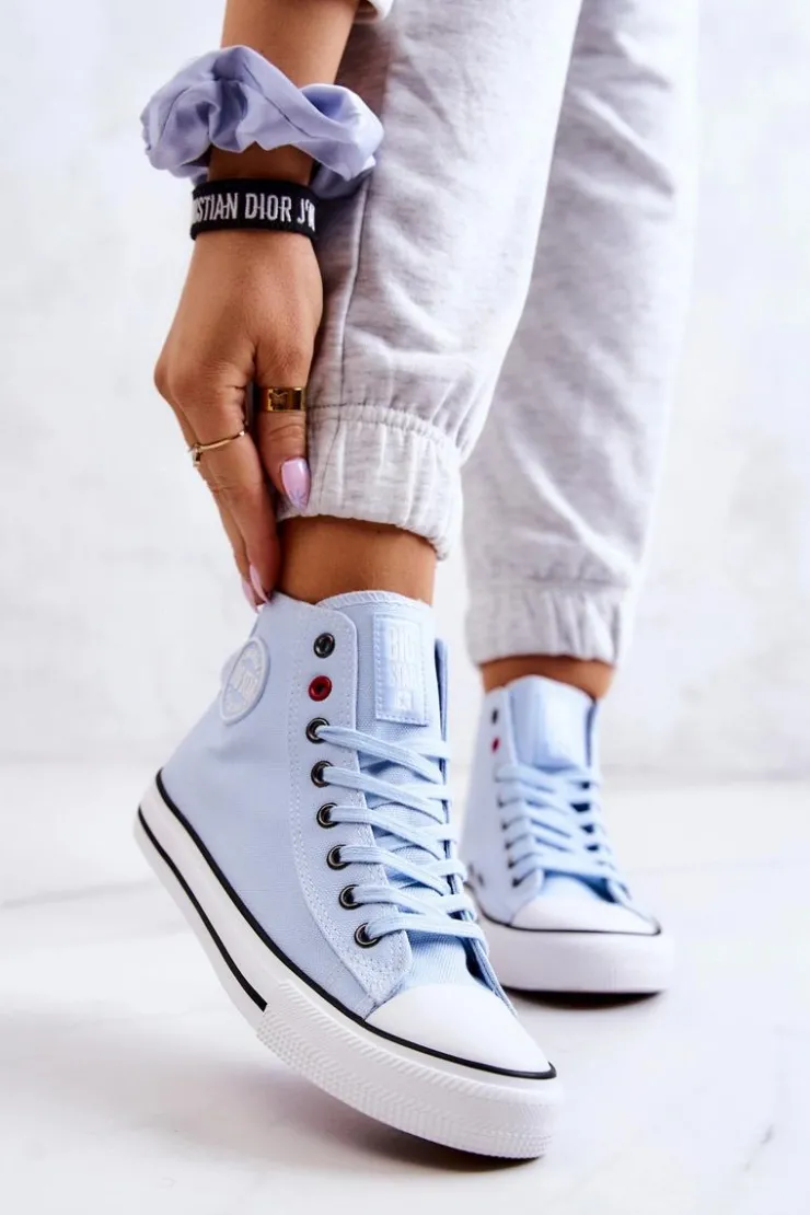 Damskie Big Star Shoes Damskie Wysokie Trampki Big Star JJ274209 Niebieskie