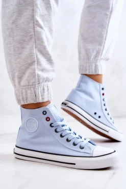 Damskie Big Star Shoes Damskie Wysokie Trampki Big Star JJ274209 Niebieskie