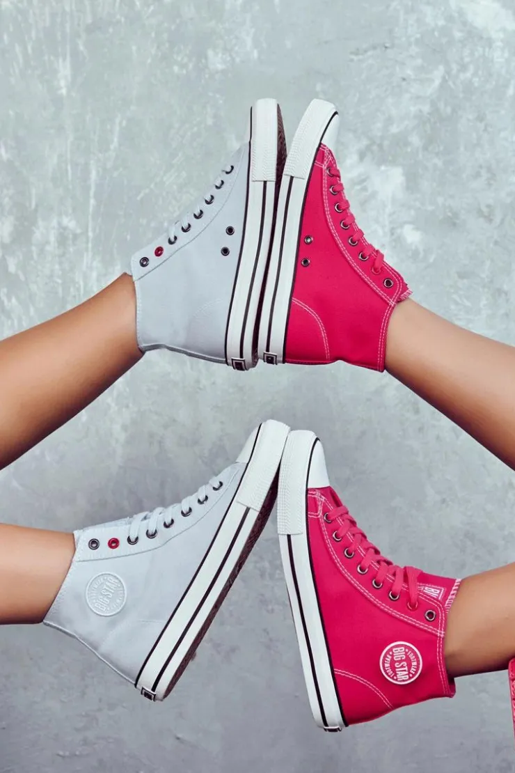 Damskie Big Star Shoes Damskie Wysokie Trampki Big Star JJ274209 Niebieskie