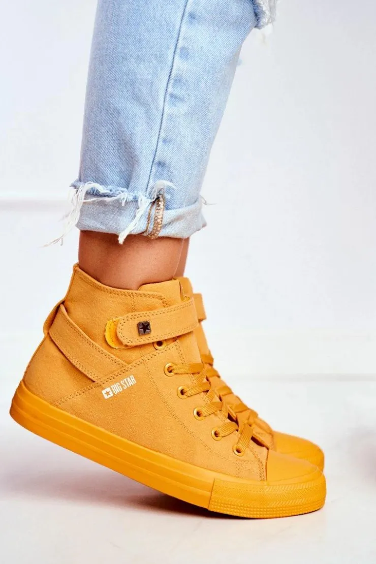 Big Star Shoes Trampki Damskie Big Star|Trampki Damskie Wysokie*Damskie Wysokie Trampki Big Star FF274581 Żółte