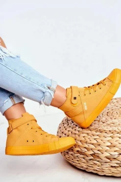 Big Star Shoes Trampki Damskie Big Star|Trampki Damskie Wysokie*Damskie Wysokie Trampki Big Star FF274581 Żółte