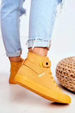 Big Star Shoes Trampki Damskie Big Star|Trampki Damskie Wysokie*Damskie Wysokie Trampki Big Star FF274581 Żółte