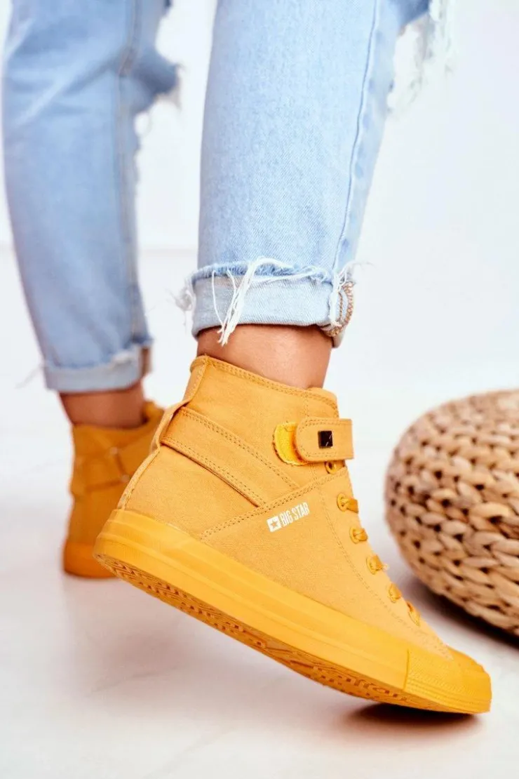 Big Star Shoes Trampki Damskie Big Star|Trampki Damskie Wysokie*Damskie Wysokie Trampki Big Star FF274581 Żółte