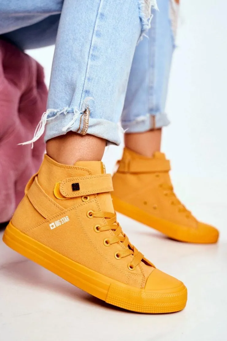 Big Star Shoes Trampki Damskie Big Star|Trampki Damskie Wysokie*Damskie Wysokie Trampki Big Star FF274581 Żółte