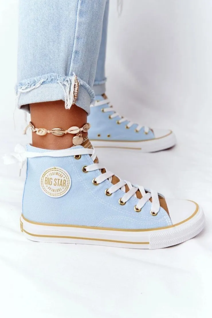 Big Star Shoes Trampki Damskie Big Star|Trampki Damskie Wysokie*Damskie Wysokie Trampki Big Star HH274449 Niebieskie