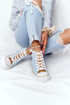 Big Star Shoes Trampki Damskie Big Star|Trampki Damskie Wysokie*Damskie Wysokie Trampki Big Star HH274449 Niebieskie