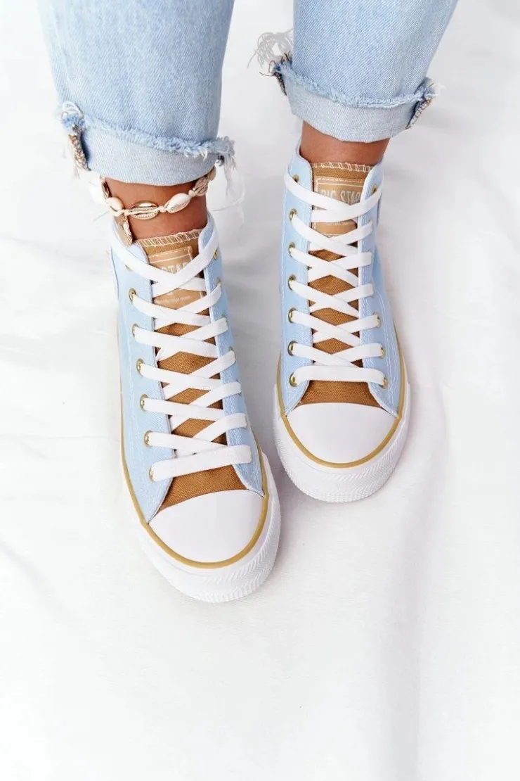 Big Star Shoes Trampki Damskie Big Star|Trampki Damskie Wysokie*Damskie Wysokie Trampki Big Star HH274449 Niebieskie