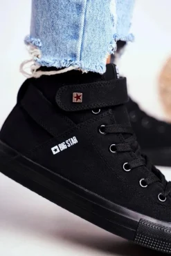 Damskie Big Star Shoes Damskie Wysokie Trampki Big Star FF274578 Czarne