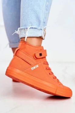 Big Star Shoes Trampki Damskie Big Star|Trampki Damskie Wysokie*Damskie Wysokie Trampki Big Star FF274583 Pomarańczowe Pomarańczowy