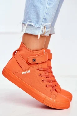 Big Star Shoes Trampki Damskie Big Star|Trampki Damskie Wysokie*Damskie Wysokie Trampki Big Star FF274583 Pomarańczowe Pomarańczowy