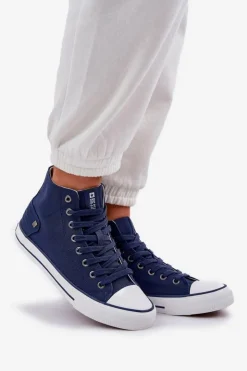 Clearance Big Star Shoes Damskie Wysokie Trampki Big Star DD274333 Granatowe Niebieski