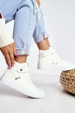Big Star Shoes Trampki Damskie Big Star|Trampki Damskie Wysokie*Damskie Wysokie Trampki Big Star FF274579 Białe Biały