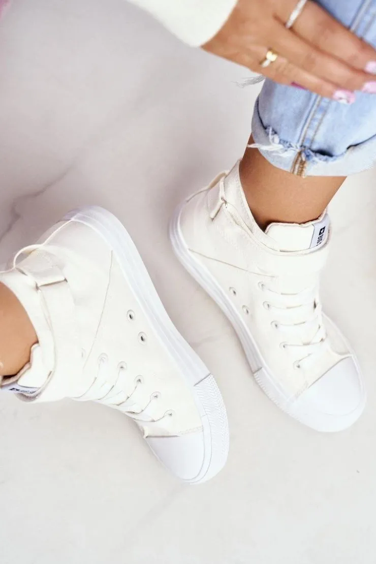 Big Star Shoes Trampki Damskie Big Star|Trampki Damskie Wysokie*Damskie Wysokie Trampki Big Star FF274579 Białe Biały