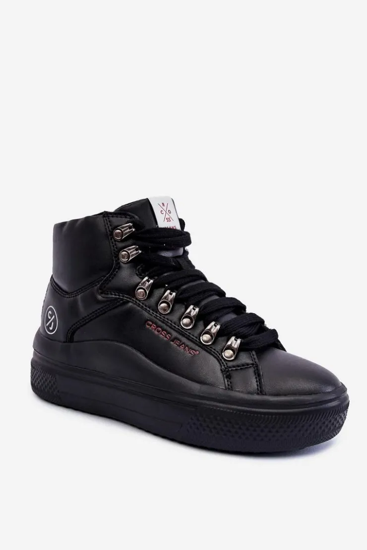 New Cross Jeans Damskie Wysokie Trampki KK2R4029C Czarne