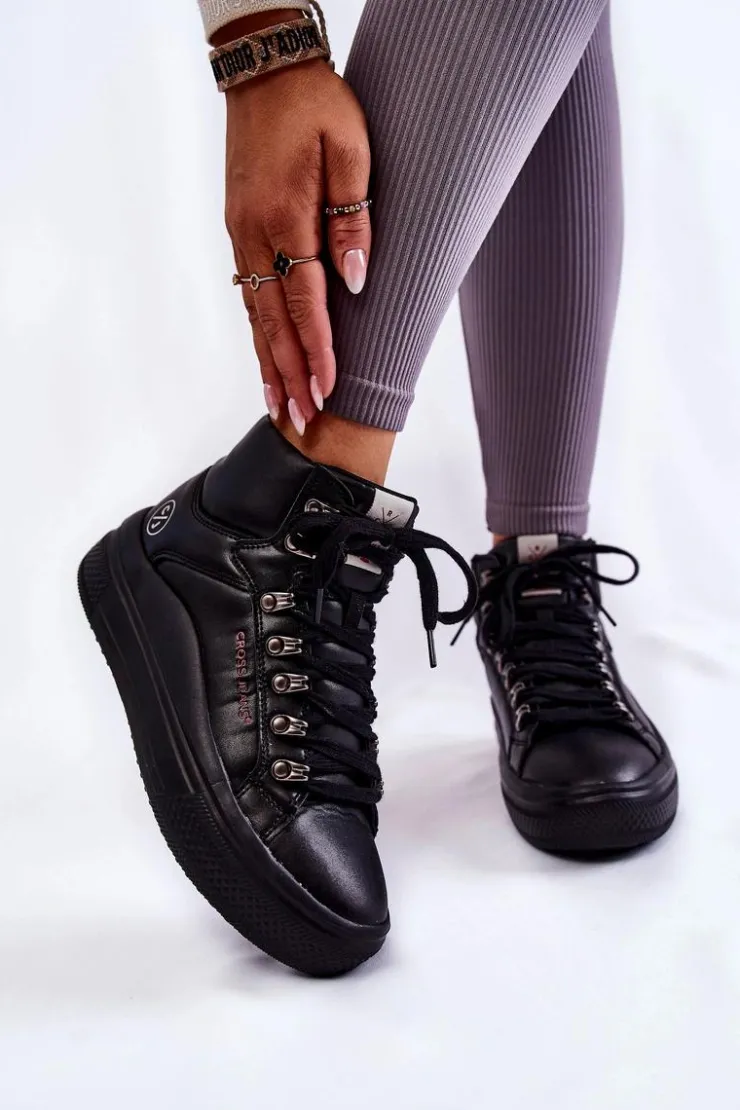 New Cross Jeans Damskie Wysokie Trampki KK2R4029C Czarne