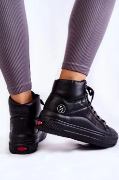 New Cross Jeans Damskie Wysokie Trampki KK2R4029C Czarne