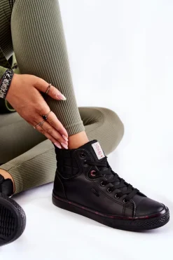 Clearance Cross Jeans Damskie Wysokie Trampki KK2R4058C Czarne Czarny