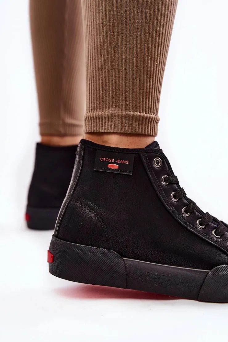 Damskie Cross Jeans Damskie Wysokie Trampki KK2R4055C Czarne