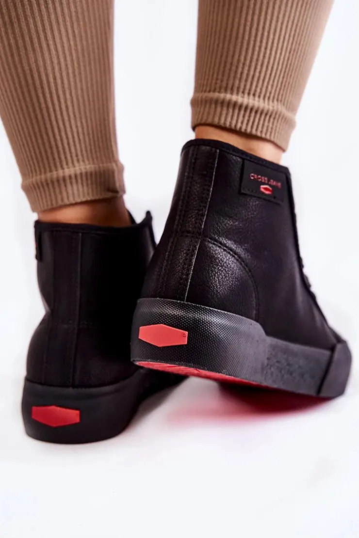 Damskie Cross Jeans Damskie Wysokie Trampki KK2R4055C Czarne