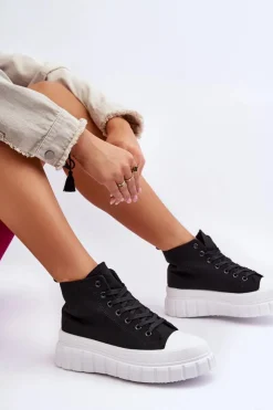 Best Boto Damskie Wysokie Trampki Czarne Avis