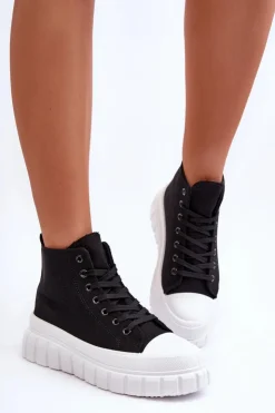 Best Boto Damskie Wysokie Trampki Czarne Avis