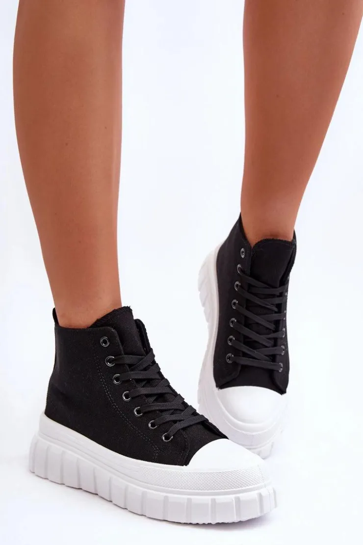 Best Boto Damskie Wysokie Trampki Czarne Avis