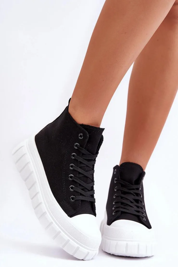 Best Boto Damskie Wysokie Trampki Czarne Avis