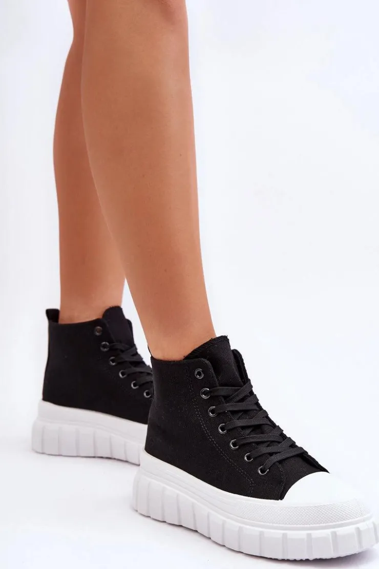 Best Boto Damskie Wysokie Trampki Czarne Avis