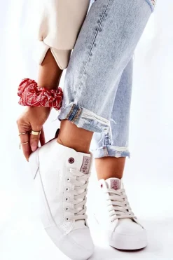 Cross Jeans Trampki Damskie Cross Jeans|Trampki Damskie Wysokie*Damskie Wysokie Trampki II2R4033C Białe Biały