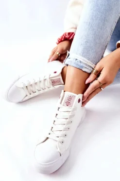 Cross Jeans Trampki Damskie Cross Jeans|Trampki Damskie Wysokie*Damskie Wysokie Trampki II2R4033C Białe Biały