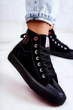 Clearance Cross Jeans Damskie Wysokie Trampki JJ2R4055C Czarne Czarny